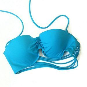 Victoria Secret blue bikini swimsuit strappy top bra XS/S